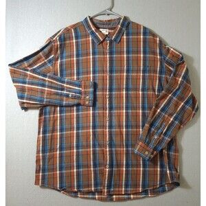 Carbon 2 Cobalt Flannel Shirt Mens 2XL Brown Plaid Pocket Button Down Workwear